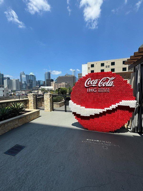IHG Hotels rooftop Coca-Cola bottle cap installation